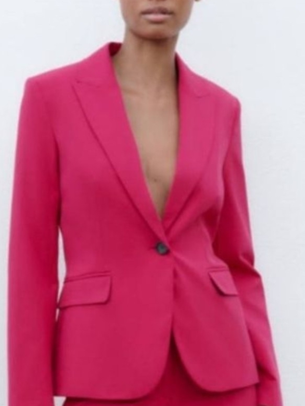 Zara Women's Co -ord  Fuchsia Single-Button Blazer And Pants. Size 10(large)